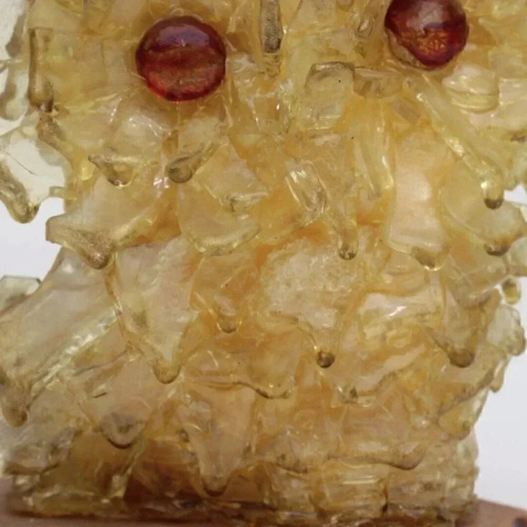 Vintage MCM Retro Gold Yellow Resin Owl Figurine Decor RARE - Picture 5 of 5